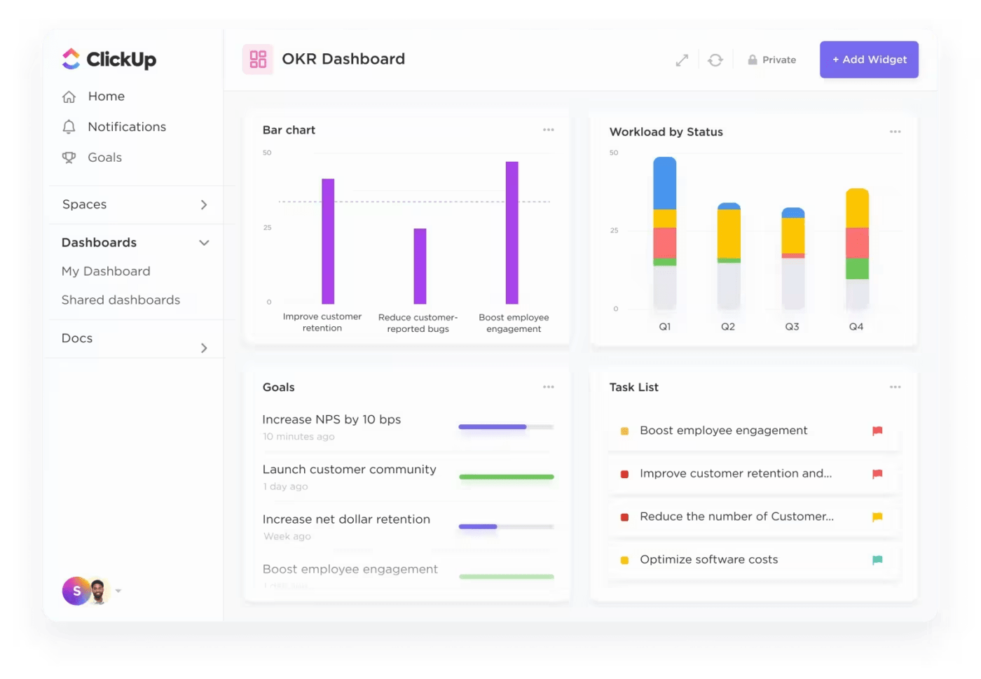 Strumento di project management di ClickUp Strumenti di gestione del portafoglio prodotti