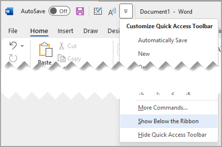 Reorganizing the Quick Access Toolbar in Microsoft Word