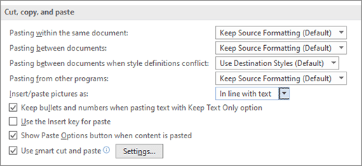 Controlling the paste options in Microsoft Word