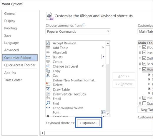 Adding a keyboard shortcut for your favorite command in Word