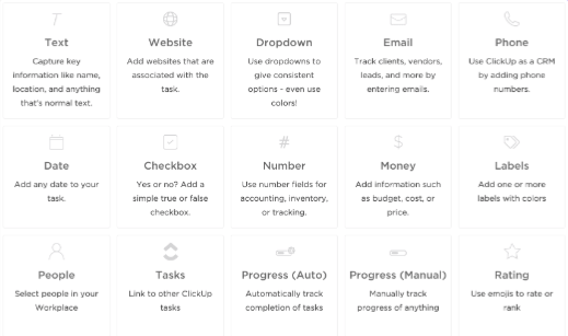 Función de campos personalizados de ClickUp