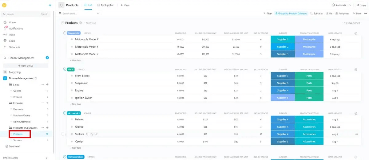 Verwalten und rationalisieren Sie Ihre Finanzen mit der ClickUp Vorlage für das Finanzmanagement