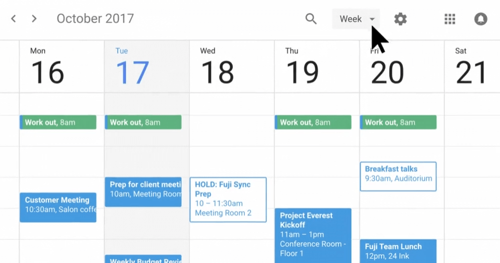 Calendario de Google en ClickUp