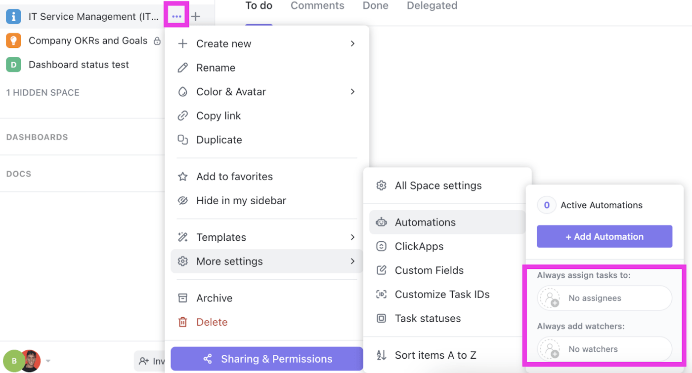 Create Automation Tasks in ClickUp 