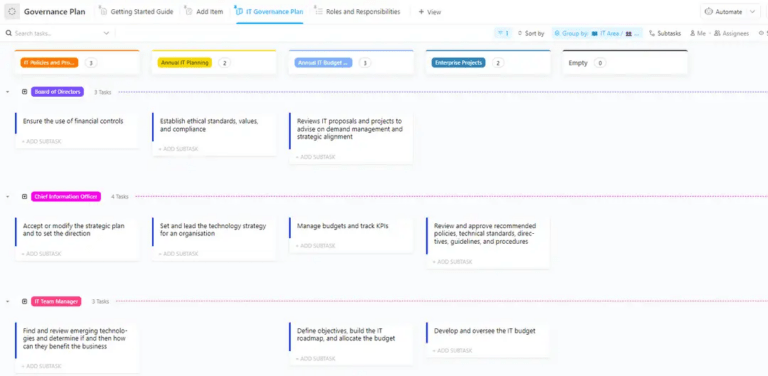 ClickUp’s Governance Plan Template