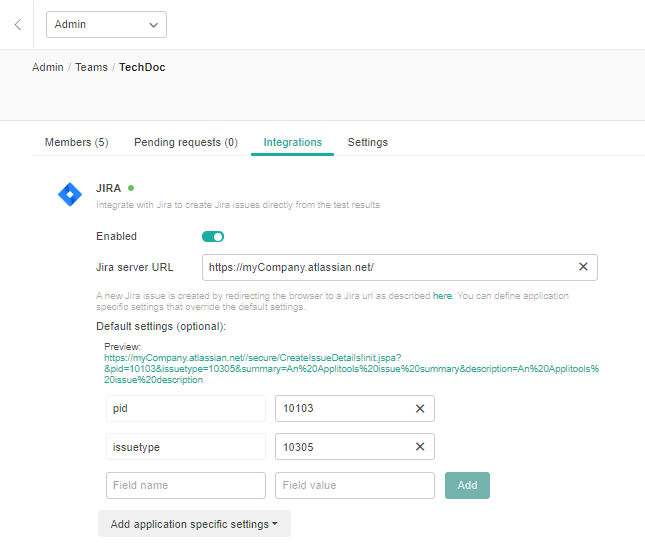 Konfigurieren der Dashboard-Ansicht der Applitools Eyes Jira-Integration