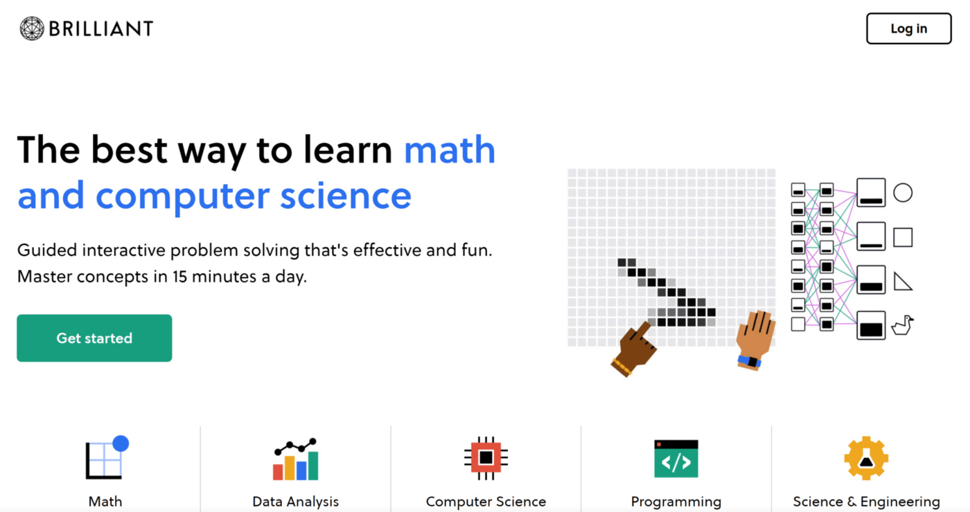 STEM科目を選択できるBrilliantの登録ページ