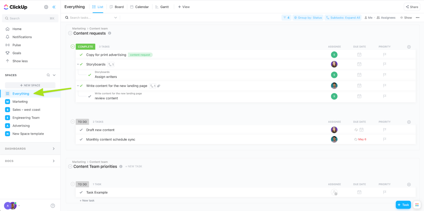 Everything View on ClickUp