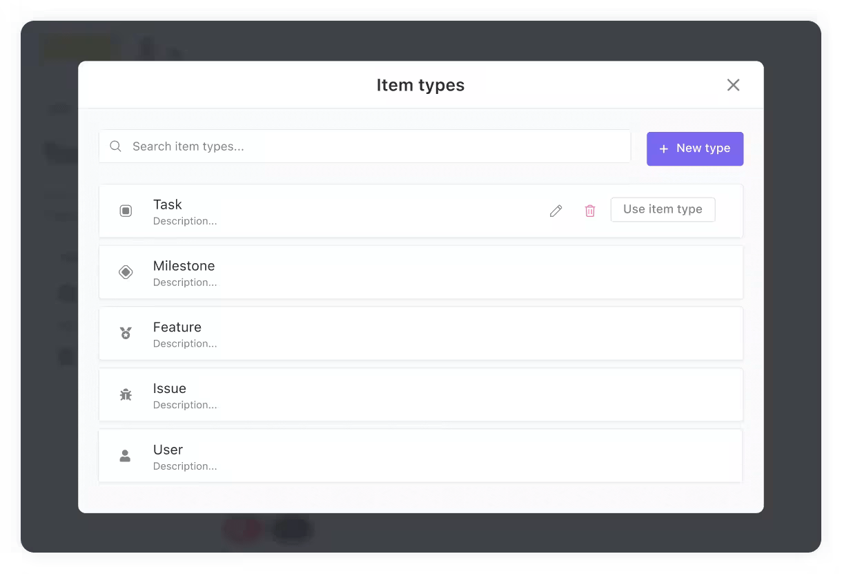 ClickUp tasks with item types