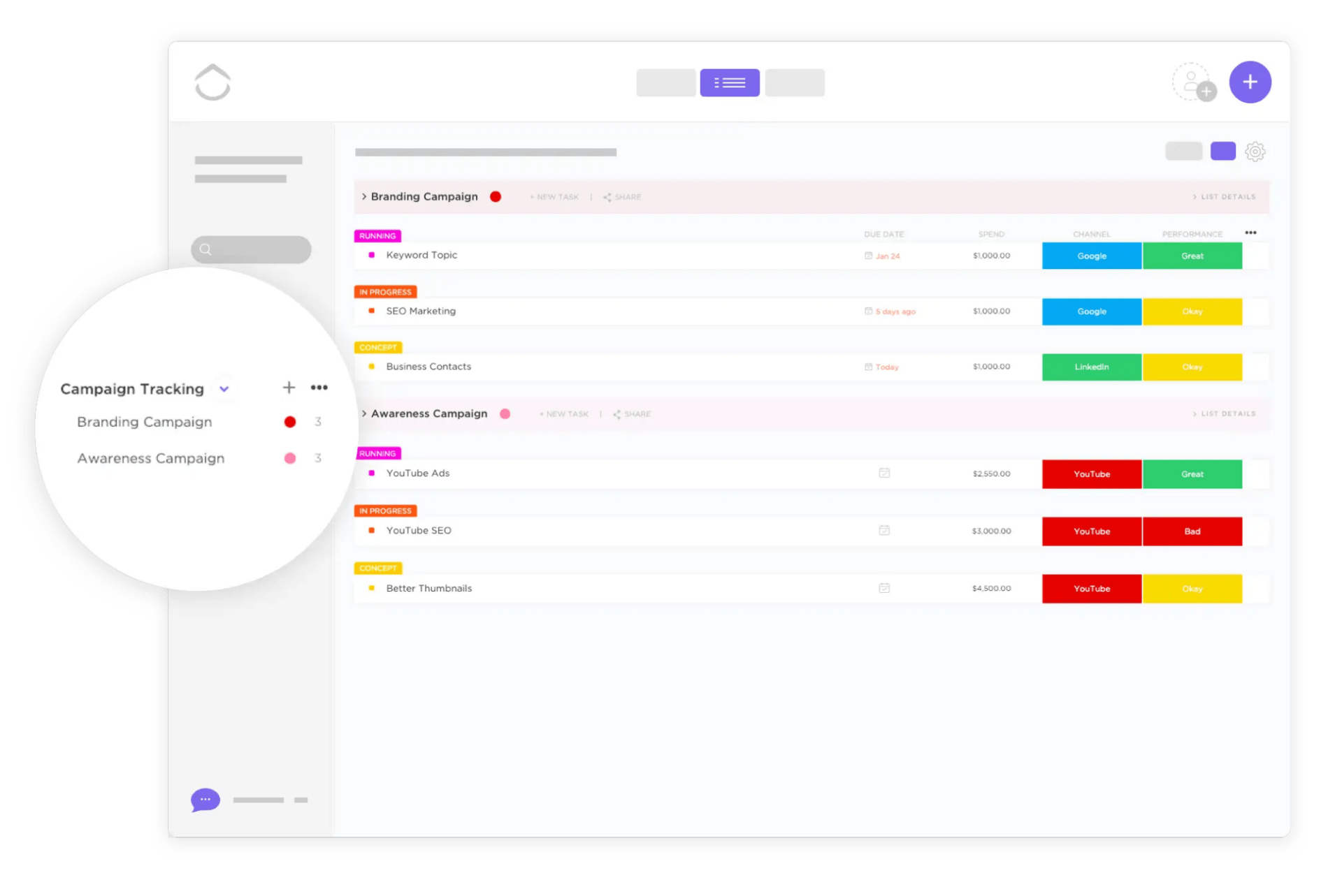 ClickUp Campaign Tracking & Analytics Template