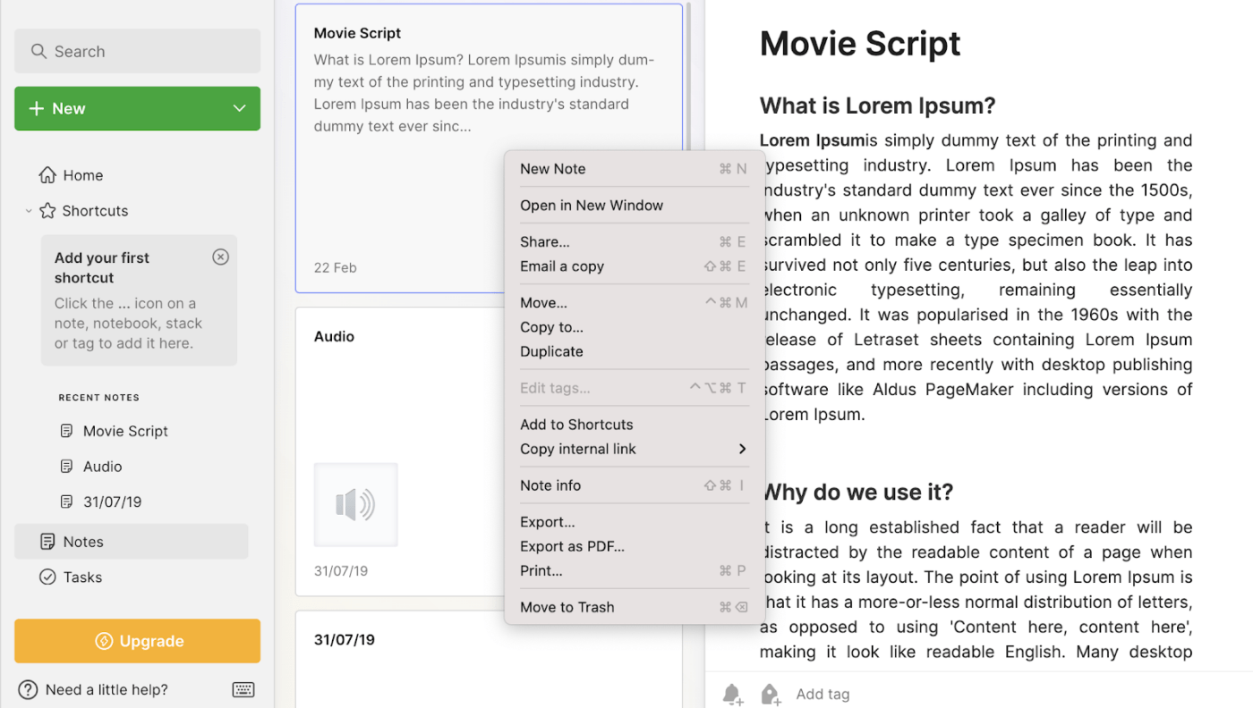 cara mengekspor dari Evernote langkah 2