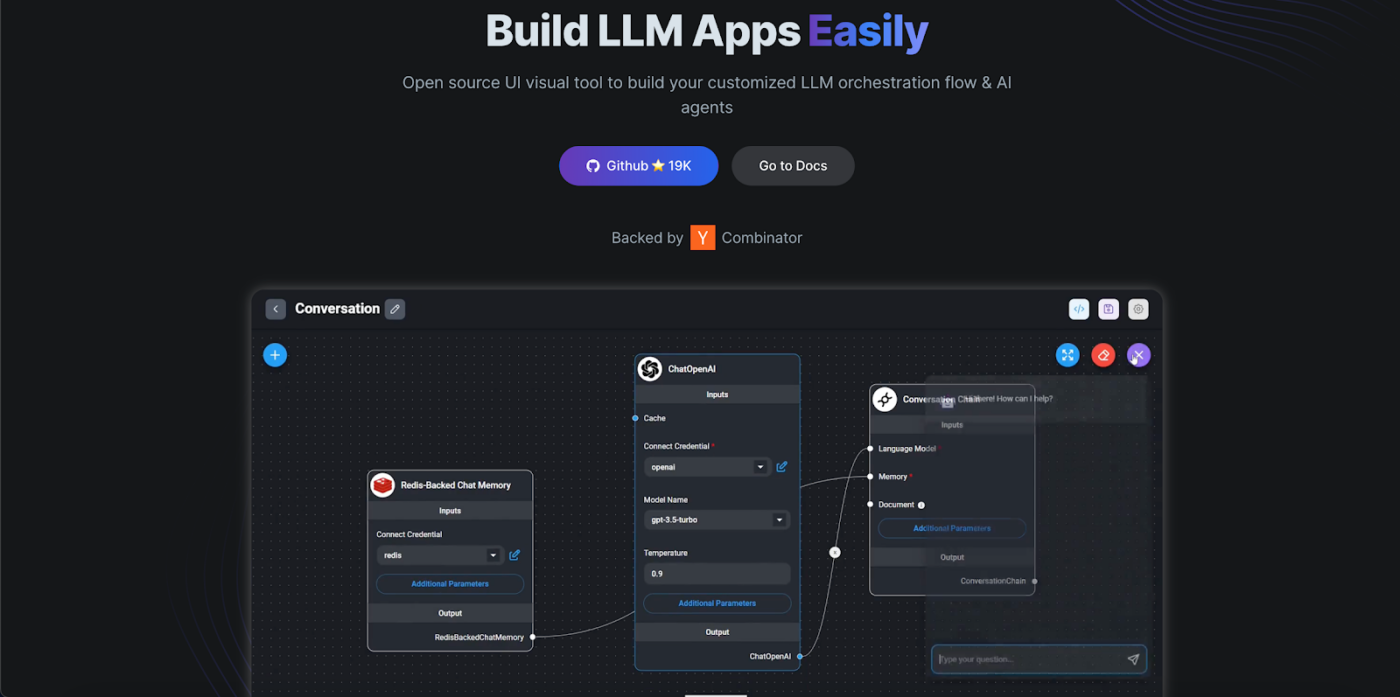 Flowise LLM workflow builder