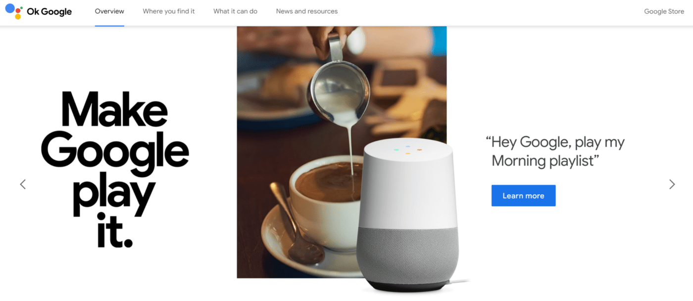 Google Assistant's voice command 