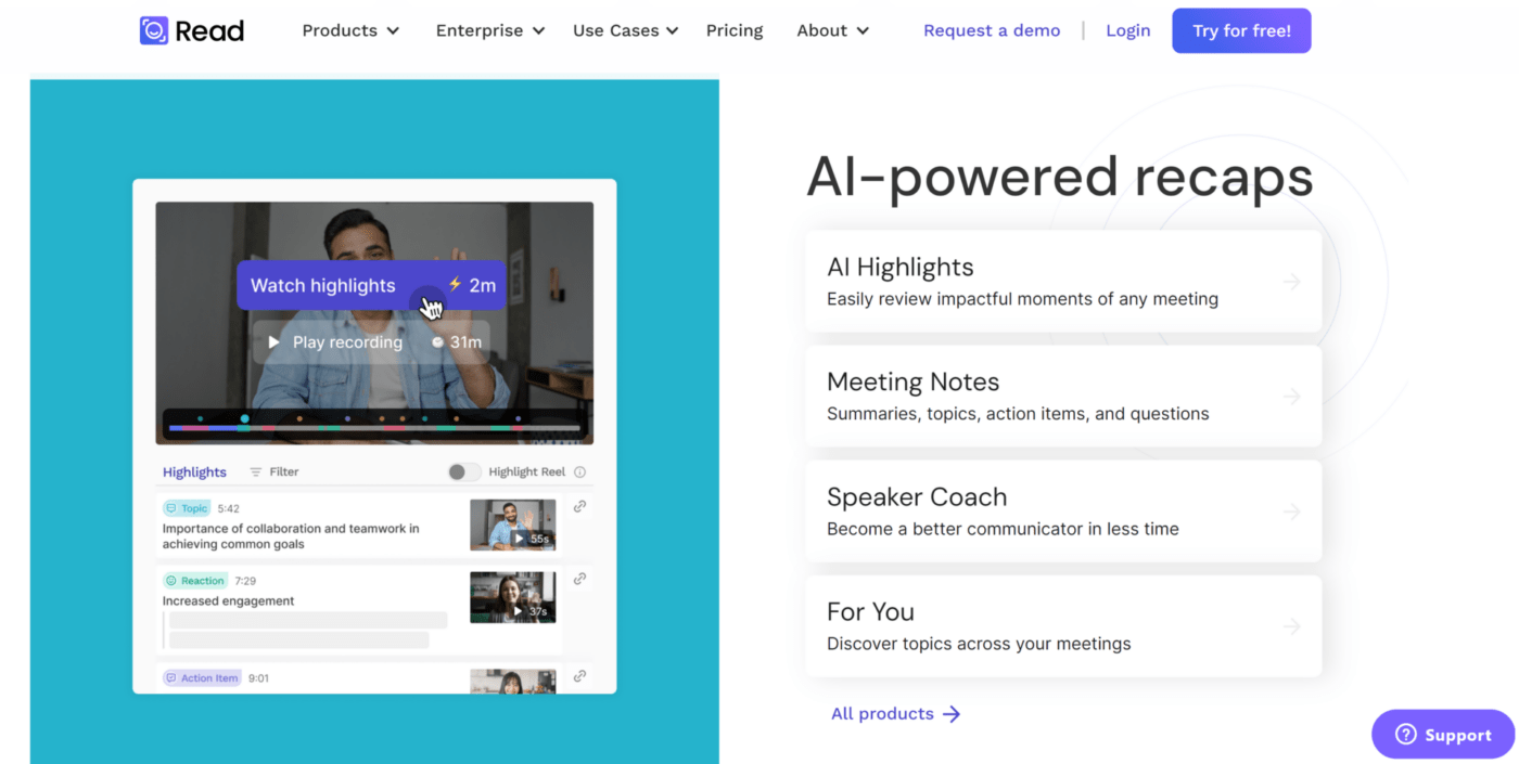 Read AI's meeting recaps feature 