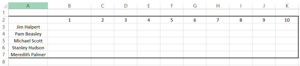 Creación de una hoja de asistencia en Excel: Paso 1