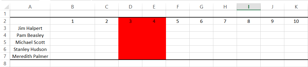 Creating an attendance sheet in Excel: Step 2