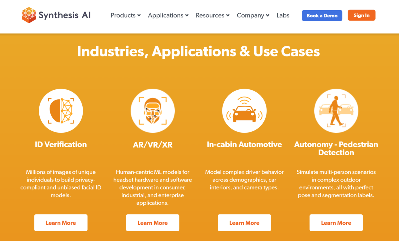 Synthesis AI's use cases