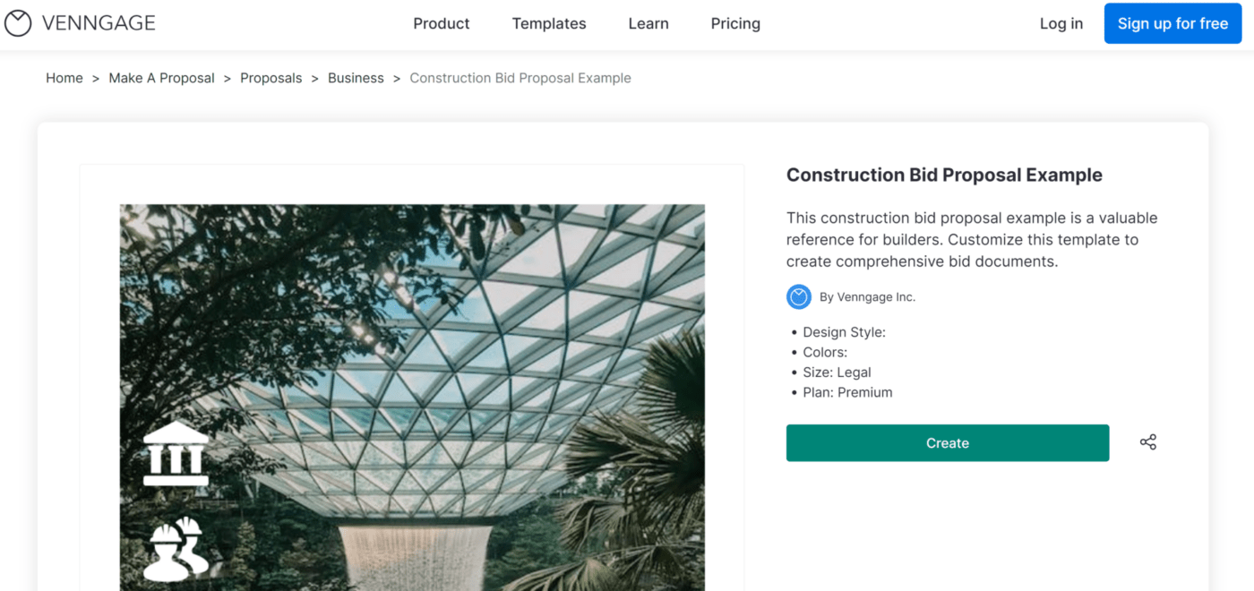 Venngage's benutzerdefiniertes Angebot für Bauleistungen (Construction Bid Proposal)