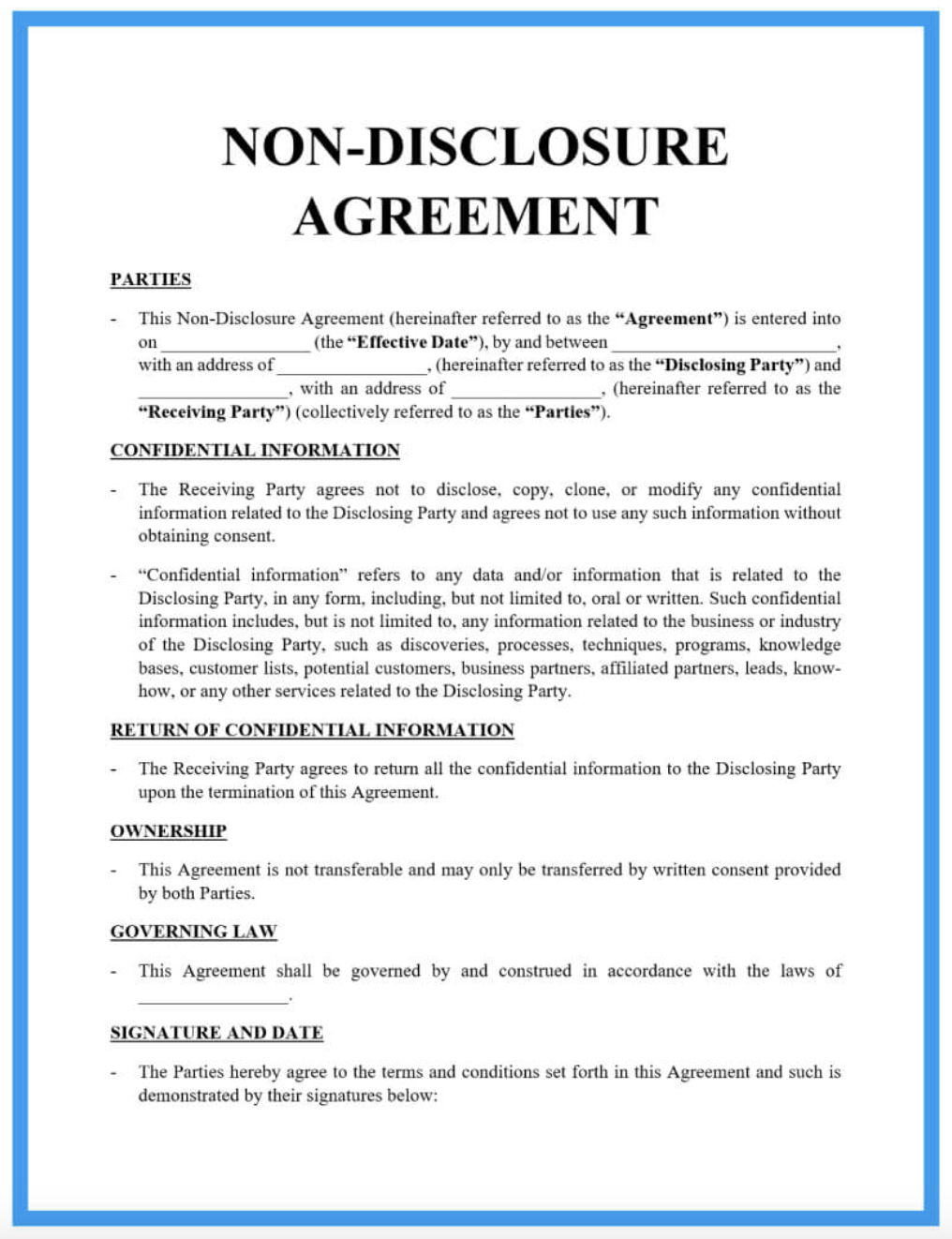 PDF NDA Agreement Template by Signaturely
