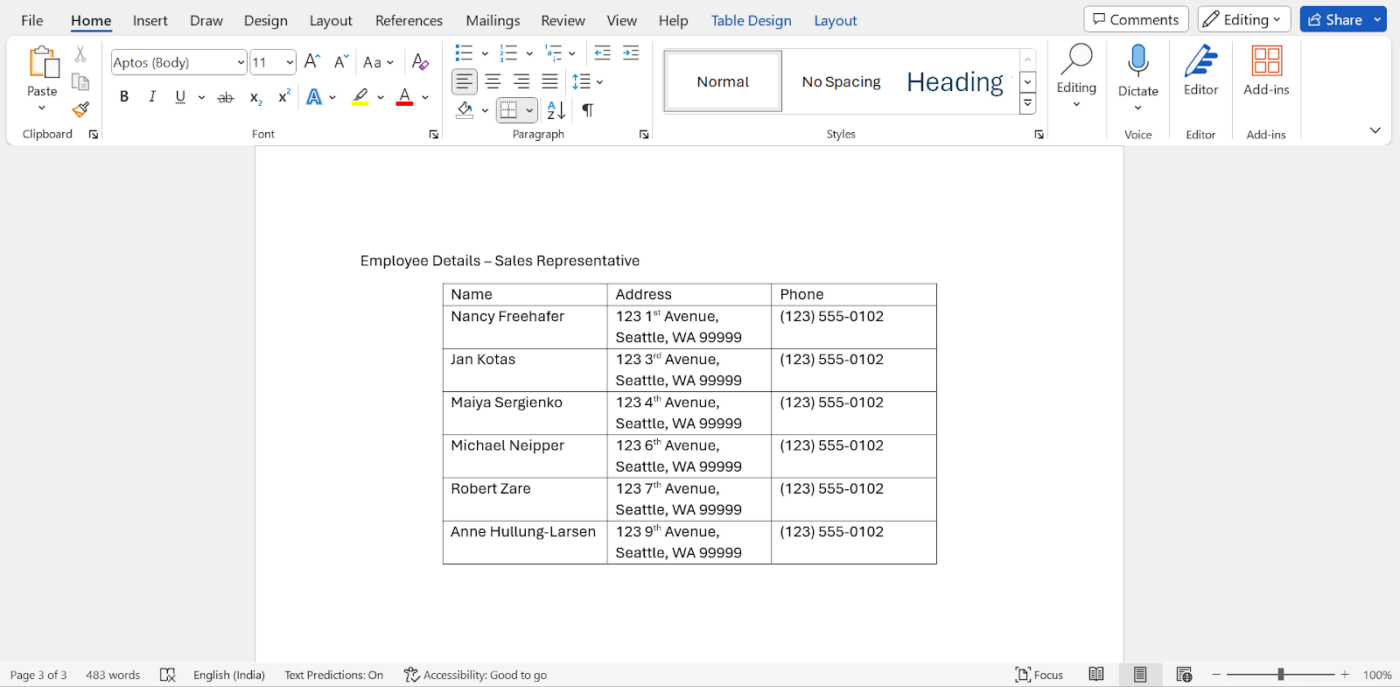 Convertir les tableaux de Word en Excel