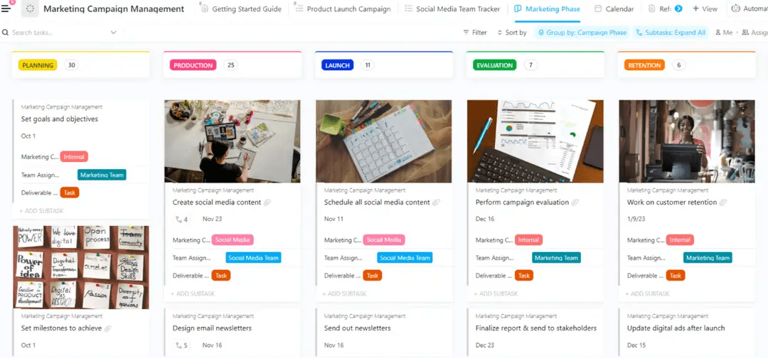 ClickUp’s Marketing Campaign Management Template