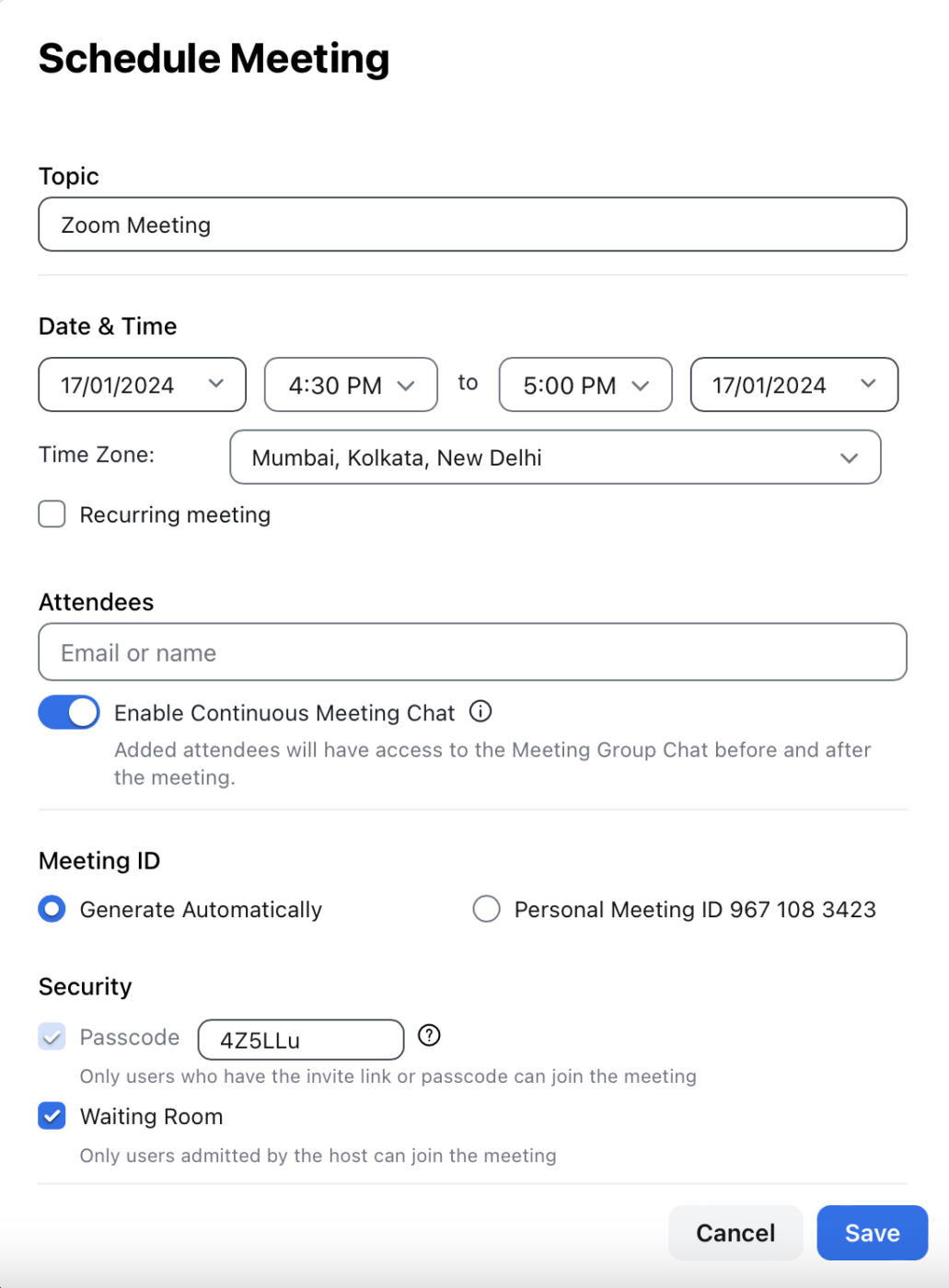 Customizing meeting options on Zoom