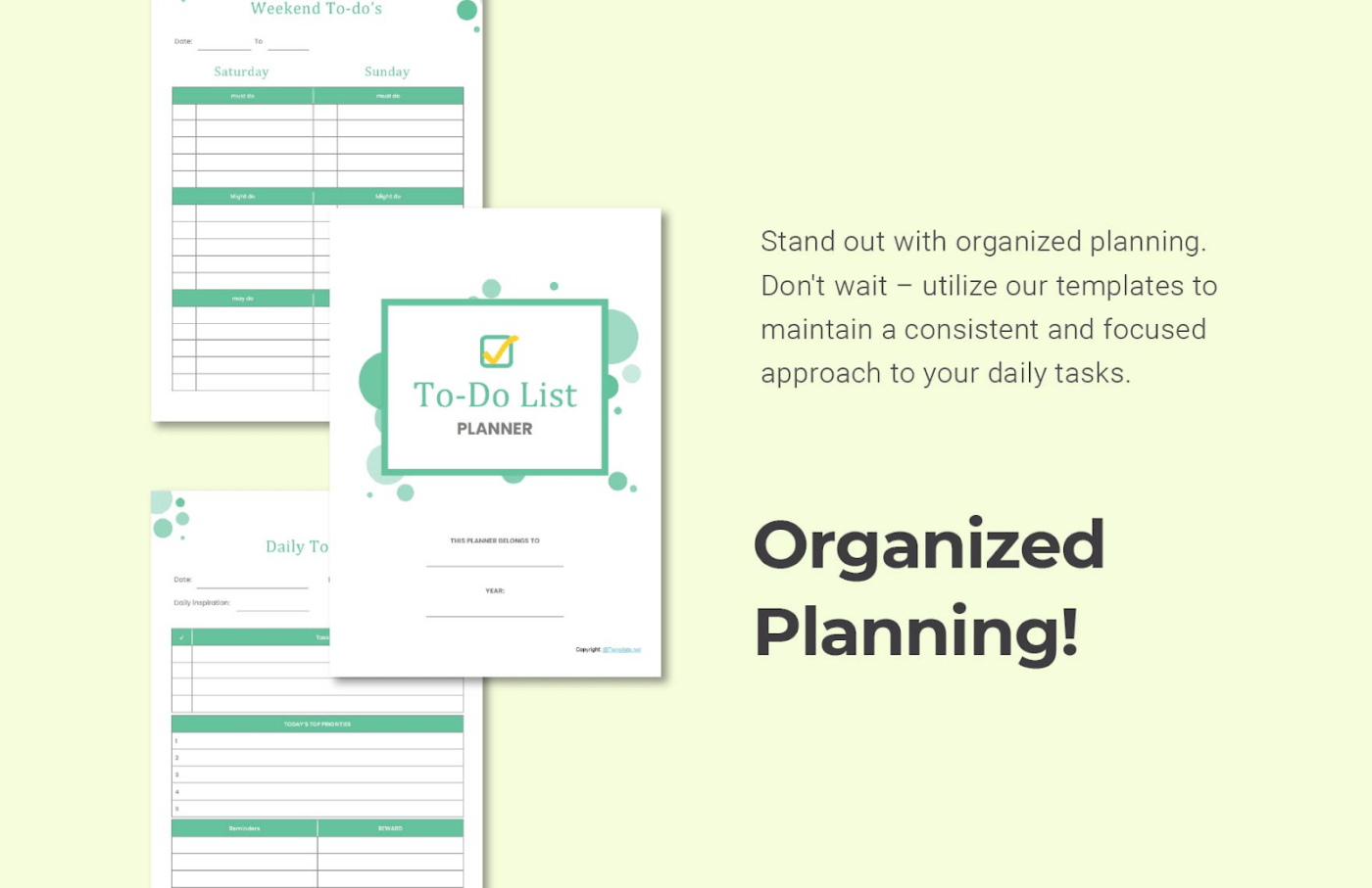 Editable to-do list planner Template