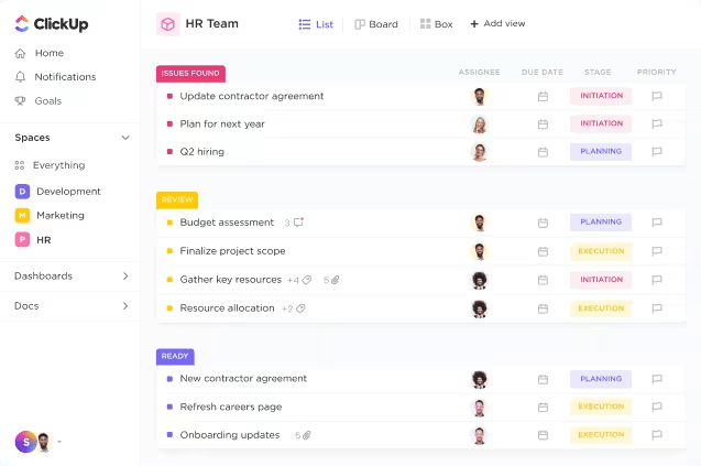 ClickUp's HR management platform