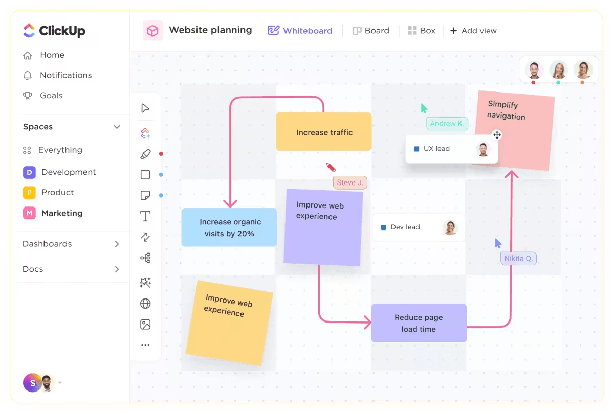 ClickUp’s Whiteboards