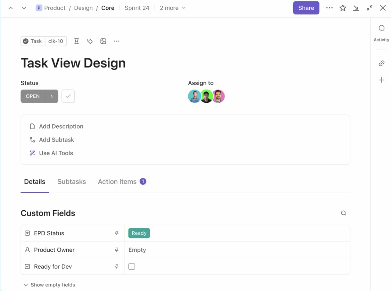 ClickUp’s tasks, subtasks, and checklists