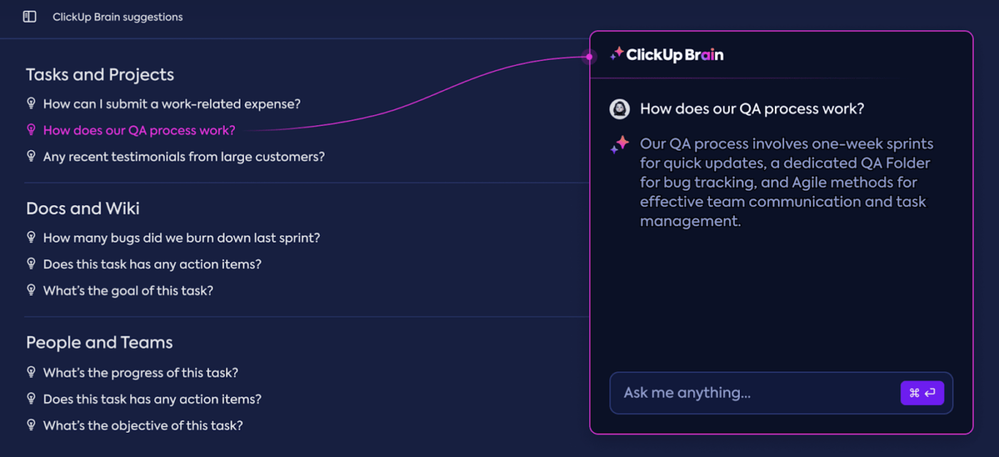 Subject lines effectively crafted in an AI email by ClickUp Brain. | Image showing email campaigns and ai generated emails to save time and user input with ClickUp's helpful ai