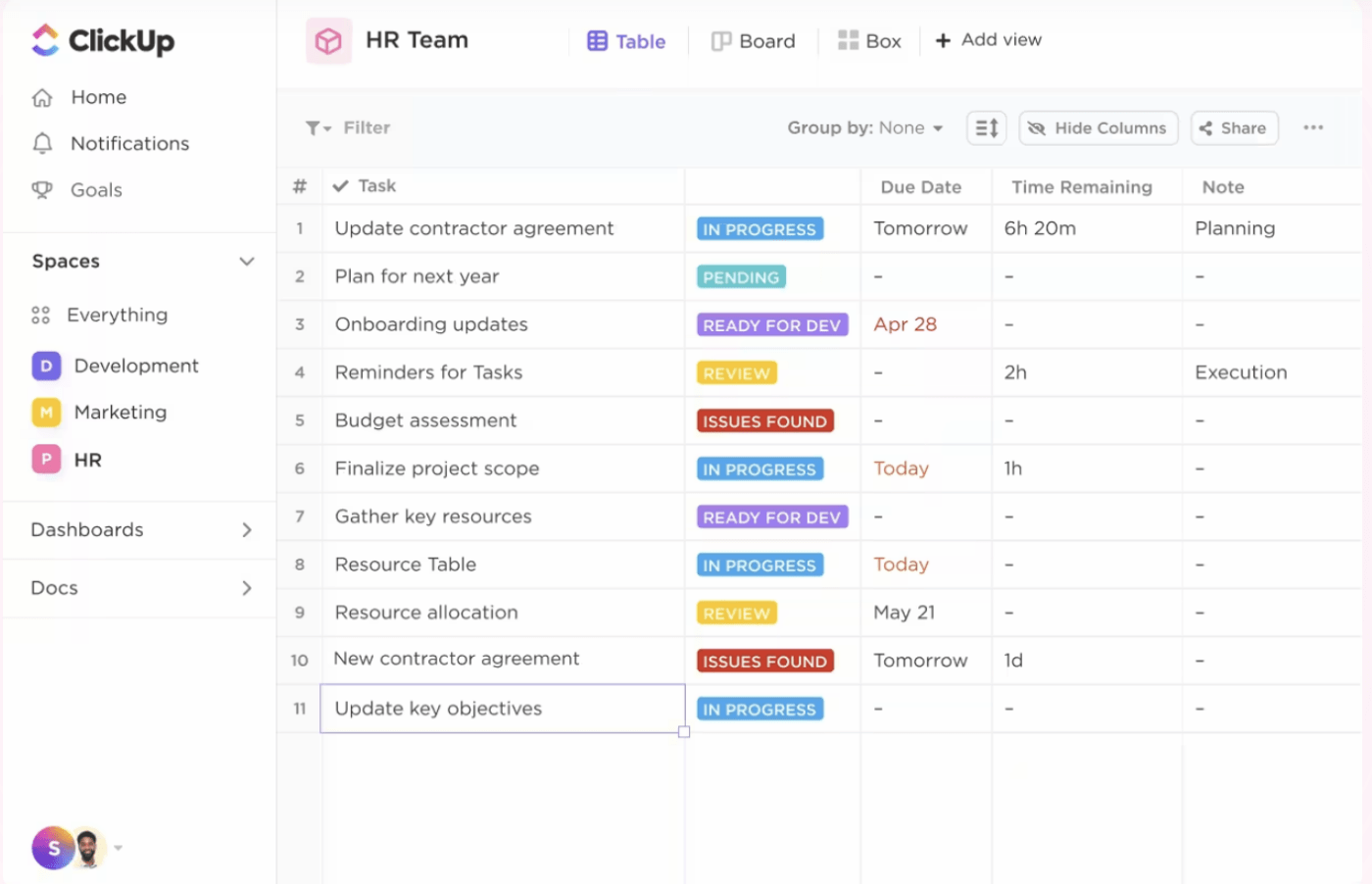 ClickUp’s HR Management Platform