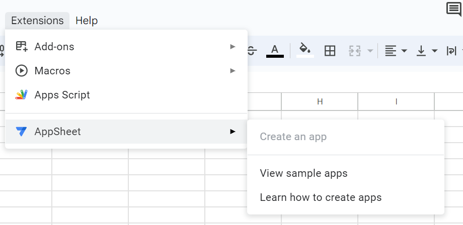 AppSheet extension on Google Sheets