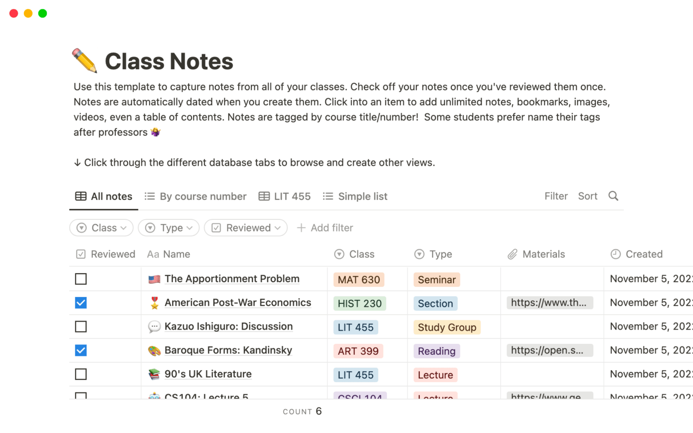 Class notes on Notion, one of the Apple Notes alternatives