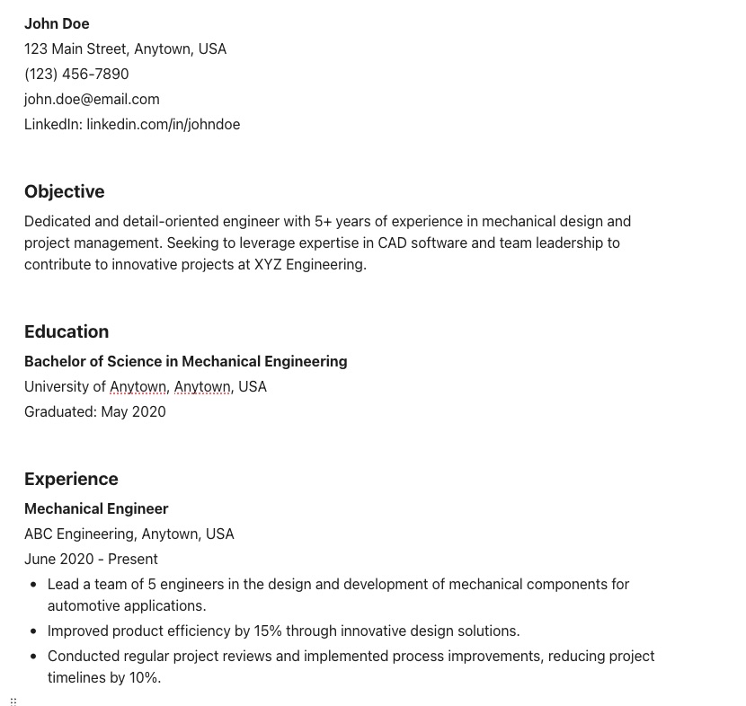 ClickUp Engineering Resume Template