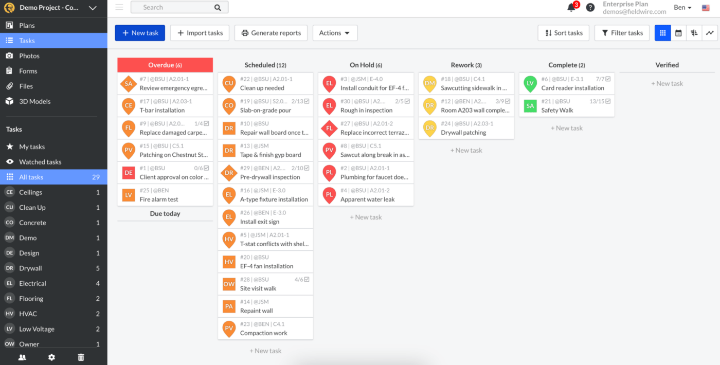 Task view on Fieldwire