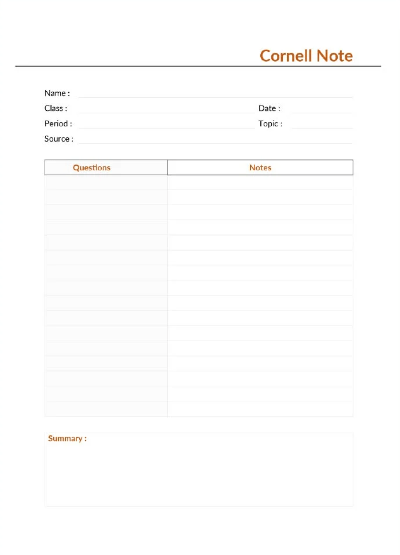 Microsoft Word Cornell Notes Template by Template.net