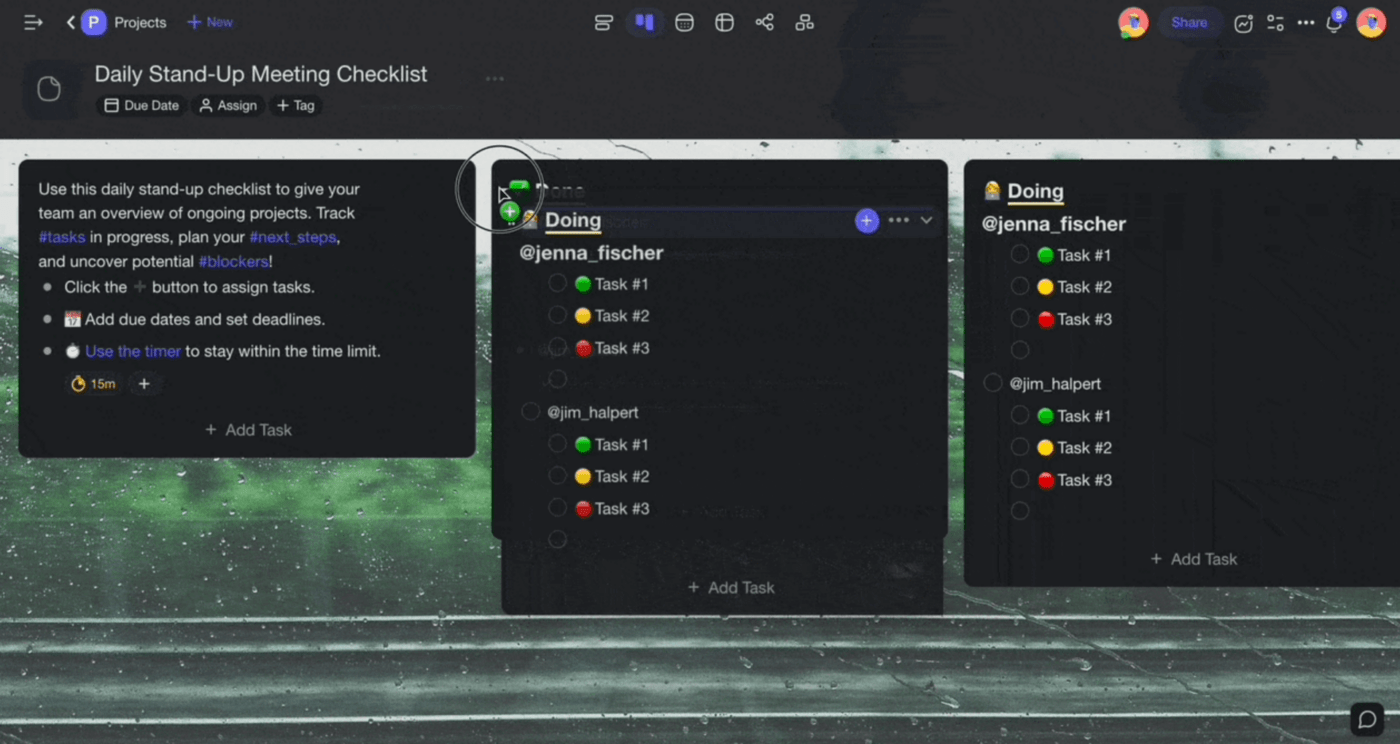 Kanban board view on Taskade