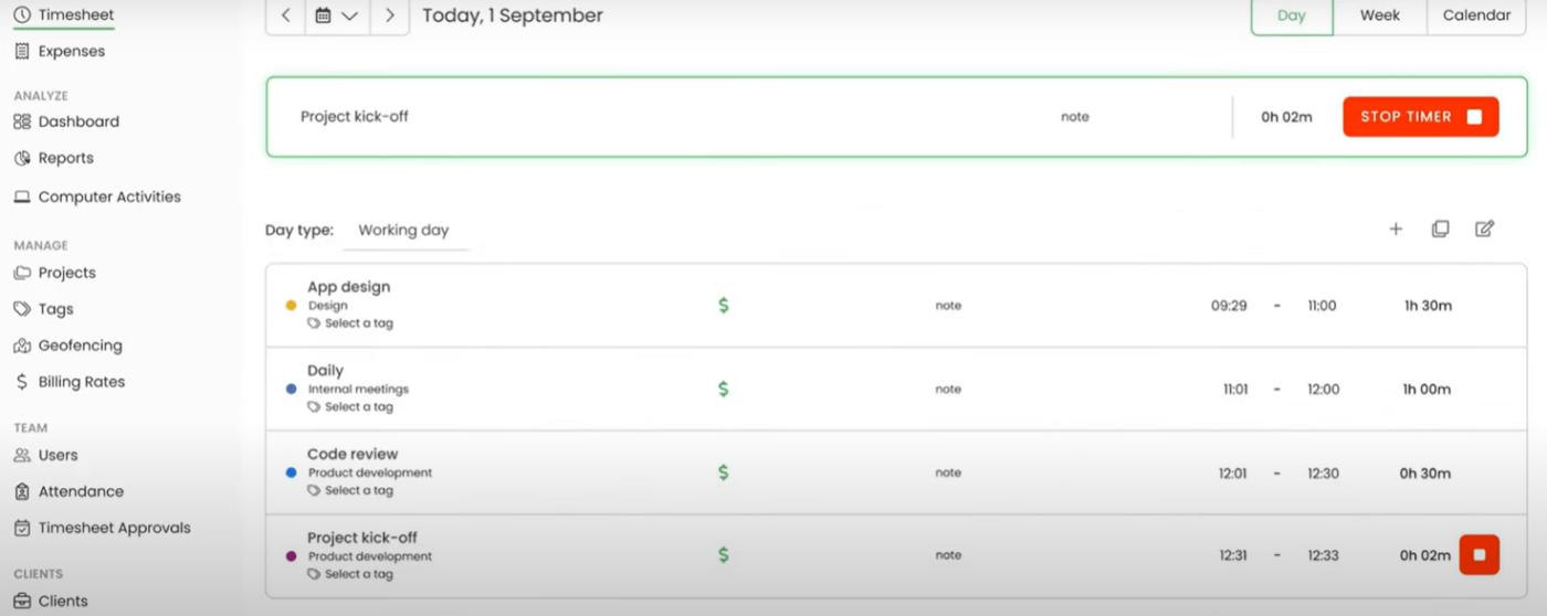 TimeCamp Dashboard