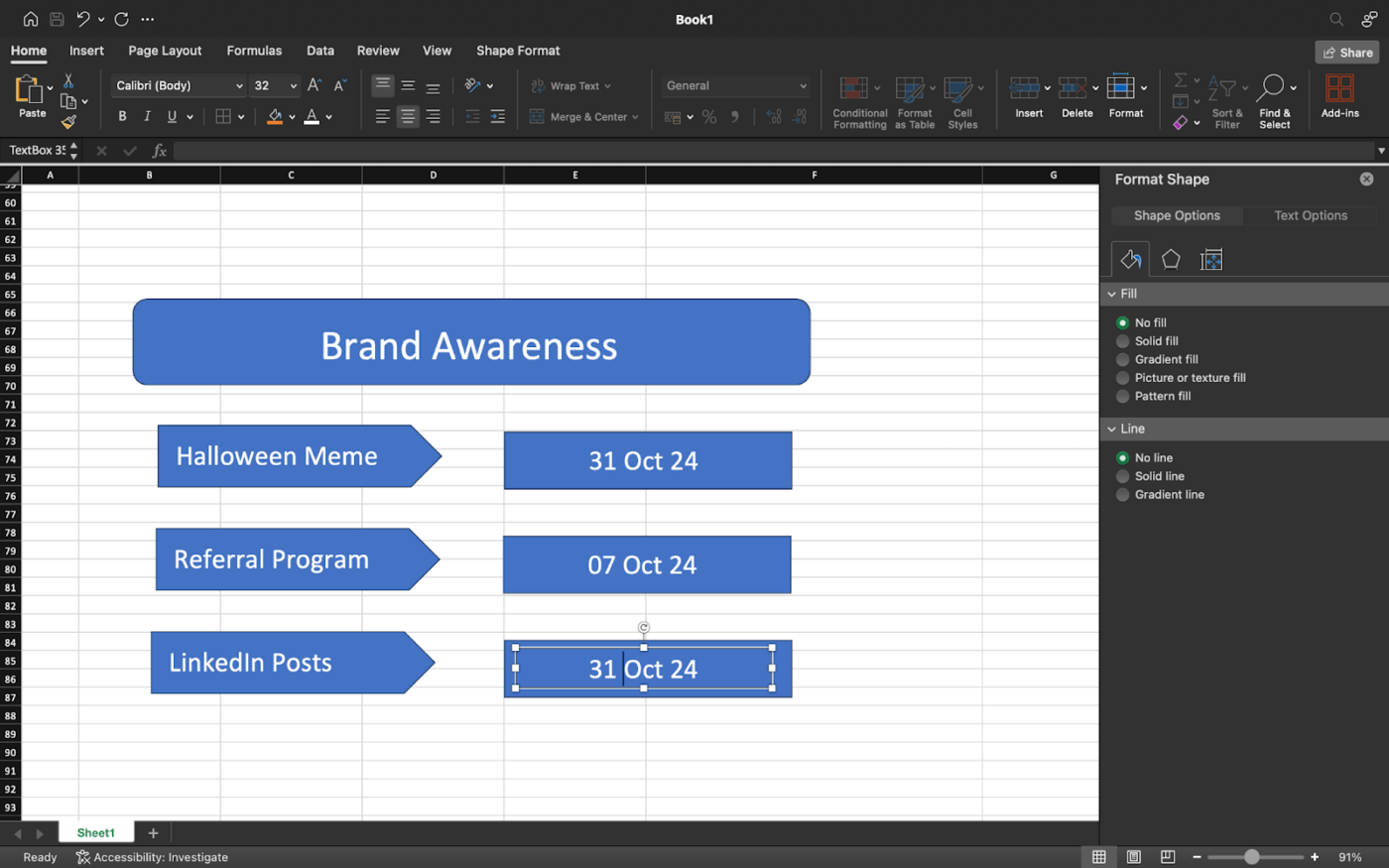 Create a roadmap with shapes