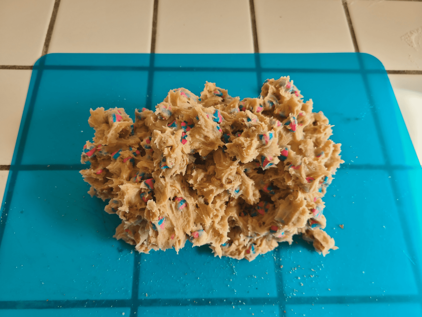 mixing cookie dough together