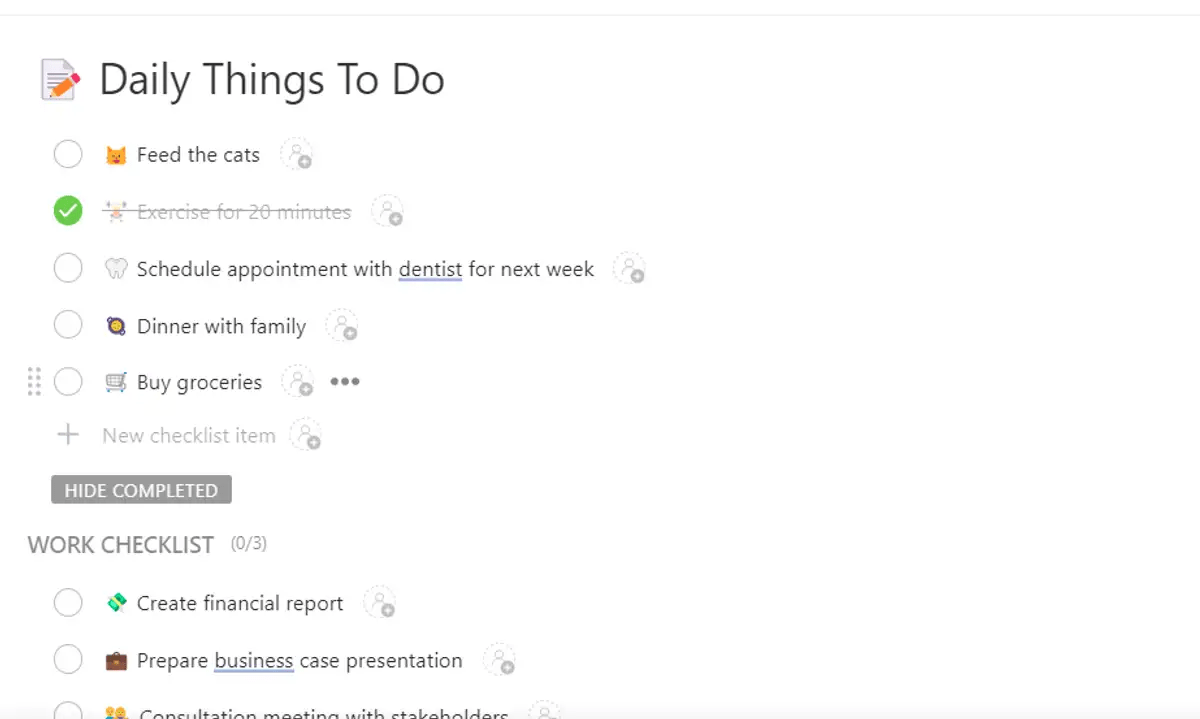 Make simple daily task checklists with the ClickUp Daily Things to Do template