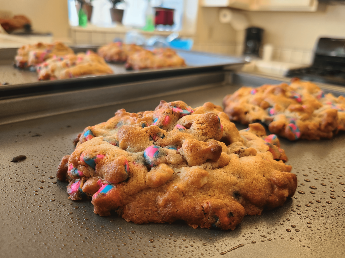 fresh baked cookies out of the oven