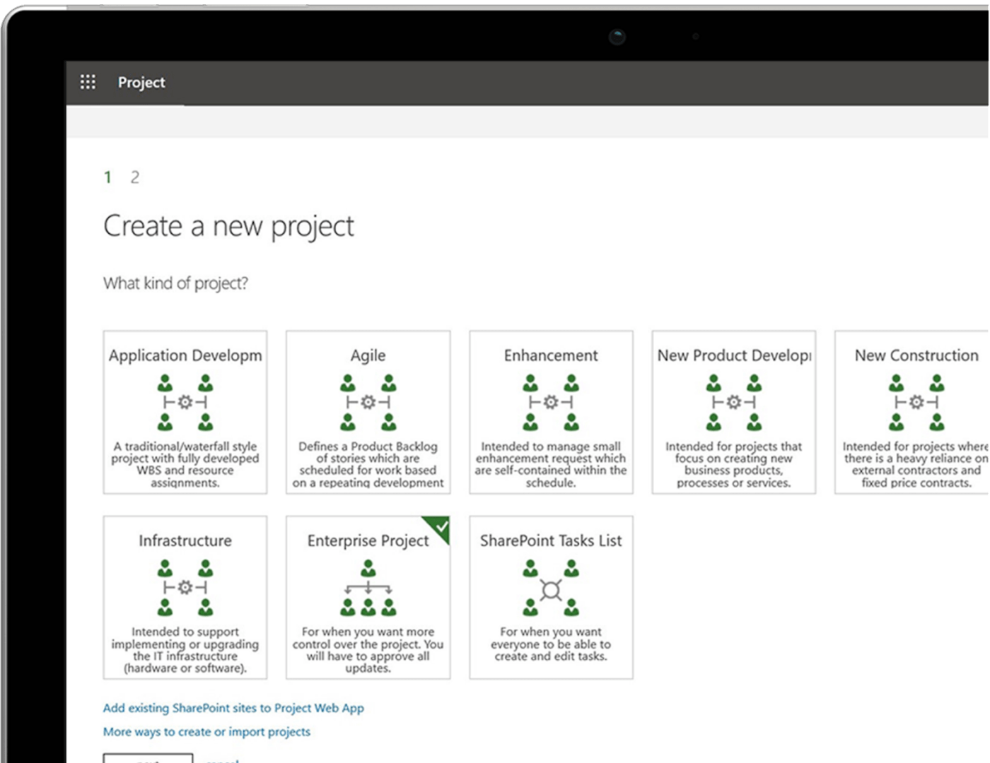 Microsoft Project Built-in templates