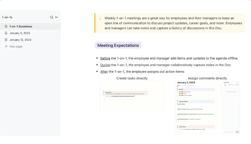 ClickUp’s 1-on-1s Template