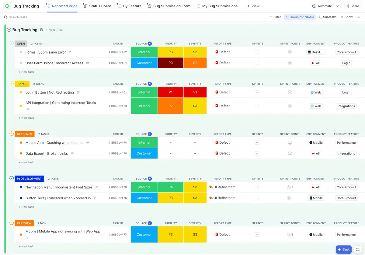 ClickUp's Agile Scrum Management Vorlage wurde entwickelt, um Sie bei der Verwaltung und Nachverfolgung des Fortschritts Ihrer Agile Scrum Entwicklungsprozesse zu unterstützen.  