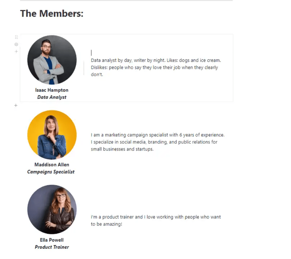 Foster healthier relationships within your team with ClickUp's Meet the Team Template
