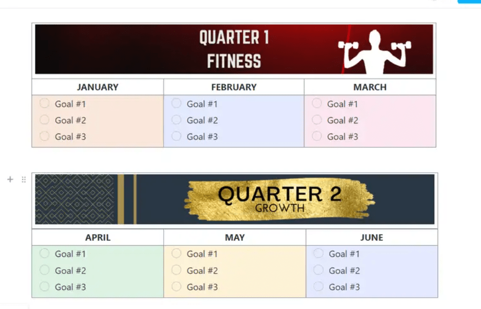 Set long-term goals, break them down into manageable tasks, and track progress with ClickUp Annual Goals Template