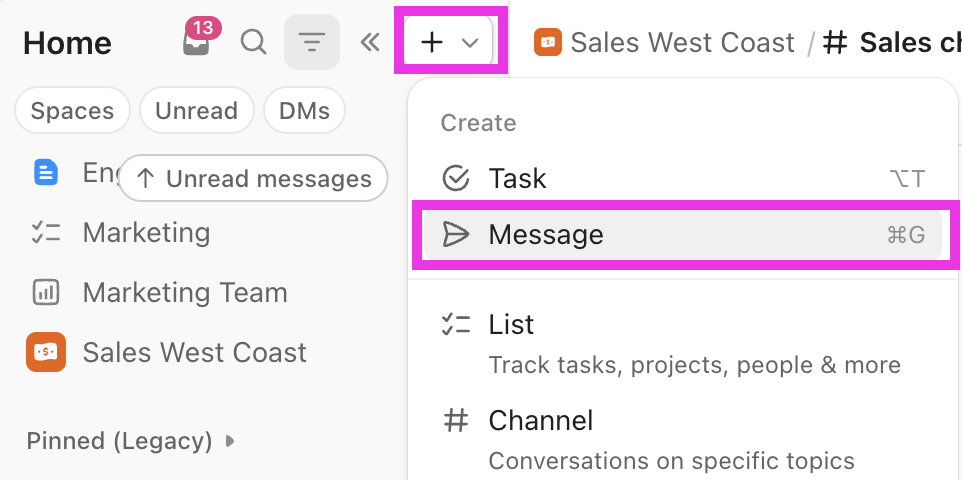ClickUp Chat: Turn conversations and chats into action
