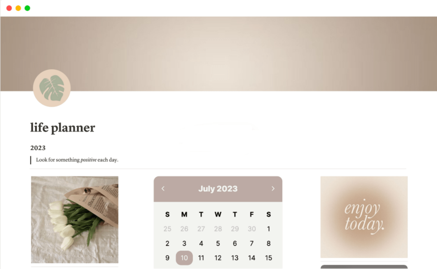 Life Planning Template by Notion